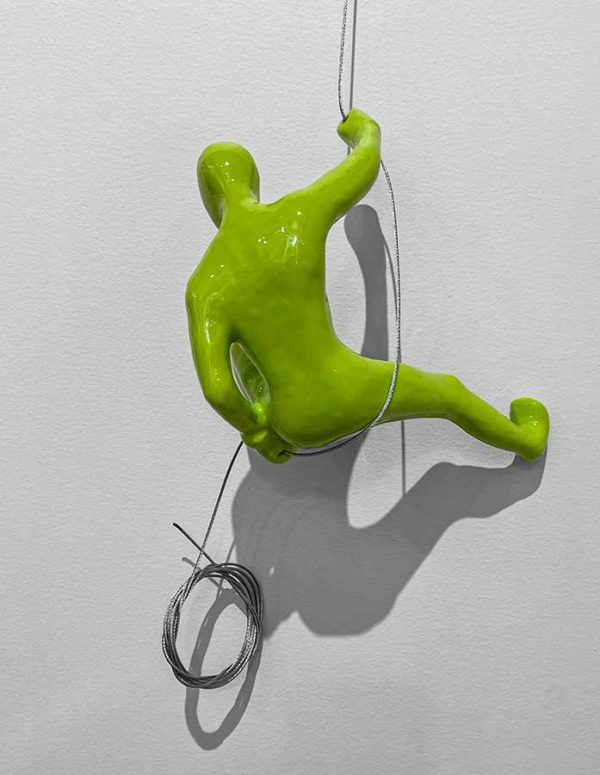 Lime Green Wall Climber Sculpture