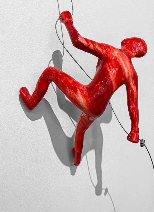 Red Tie Dye Wall Climber Sculpture