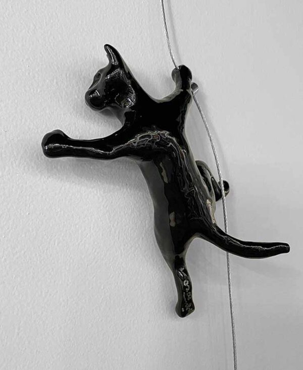 Black Cat Wall Climber Sculpture