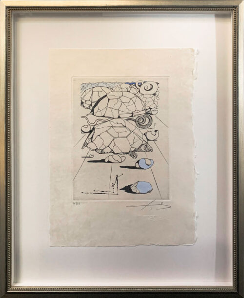 Poems by Mao Tse-Toung: The Turtle Mountains (La Tortue) - Argillet Collection. Original turtle etching on Japon illustrating poems by Mao Tse-Toung.