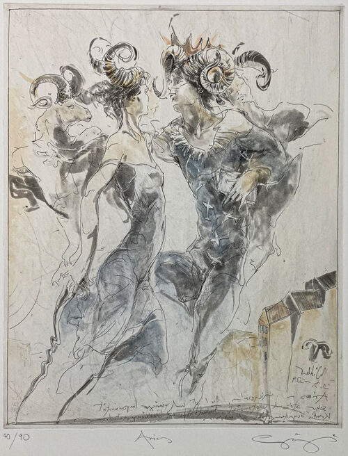 Figurative Etching of Aries Astrology