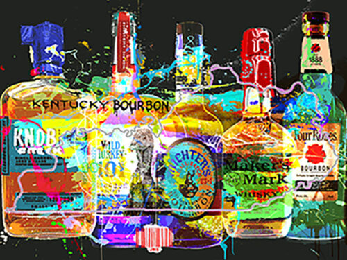 Contemporary Painting of Whiskey Bottles