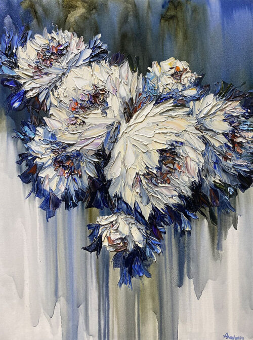 Blue Floral Oil Painting