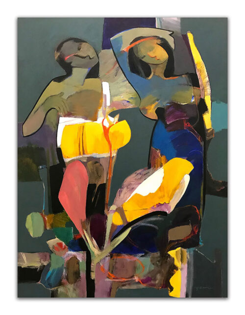 Beauty of Dark by Hessam Abrishami. Painting of Abstract Women. Artwork featuring vibrant colors & contemporary figure painting. Abstract paintings that uplift.