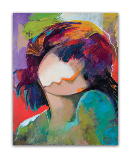 Eternal Beauty by Hessam Abrishami. Abstract Portrait of a Woman. Artwork featuring vibrant colors & contemporary figure painting. Abstract painting that uplift spaces.