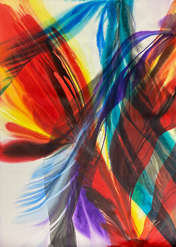 Red, Purple, Blue, Orange Abstract Painting
