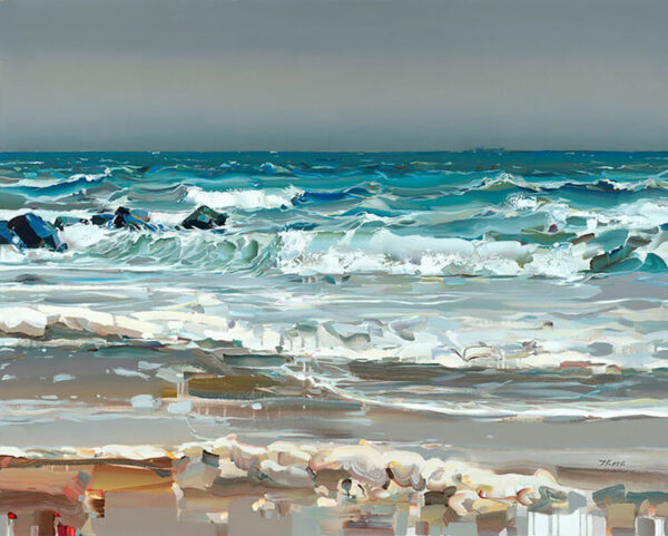 Best Summer by Josef Kote. This ocean painting of waves on the beach is a perfect coastal artwork for your beach house.