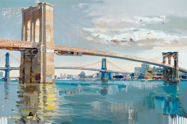 Glory of Expression by Josef Kote. Kote's artwork of The Brooklyn Bridge in New York City breathes light into the city.