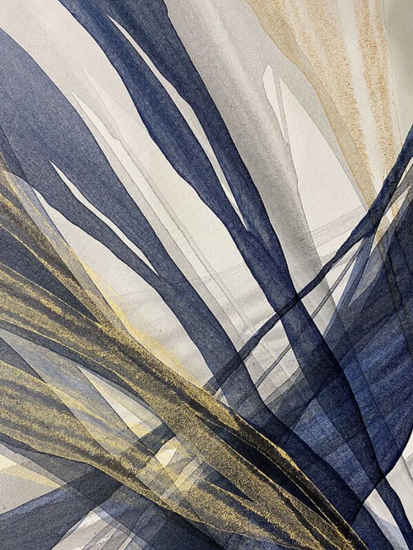 Abstract Blue, Gold, and Gray Painting