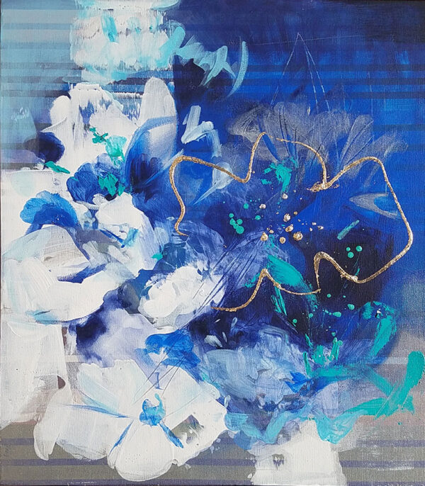 Abstract, Blue Floral Painting