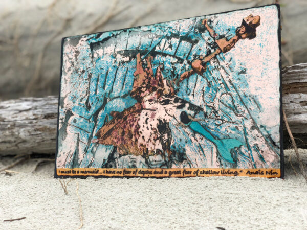 Seas the Day Limited Edition by Houston Llew. Limited Edition wall art - copper attached to wood frame. Each piece is glass infused onto copper to create each stunning design. "I must be a mermaid...I have no fear of depths and a great fear of shallow living." -Anais Nin