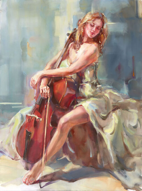 Painting of woman with Cello