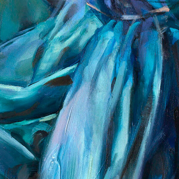 Abstract Painting of Female Figure Dancing in Blue Gown