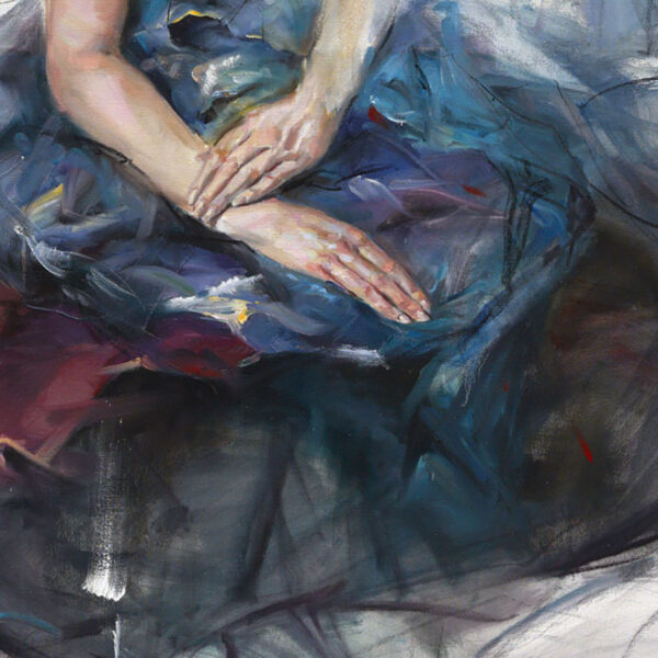 Abstract Painting of Female Figure in blue gown