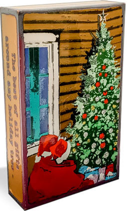 264 Greatest Gift by Houston Llew. Llew creates scenes that represent some of lifes best memories. This limited edition Holiday Spiritile is fantastic with a decorated Christmas tree, santa hats, and a bag full of gifts. Llew reminds us that family is the reason for the season. Each piece is glass infused onto copper to create each stunning design