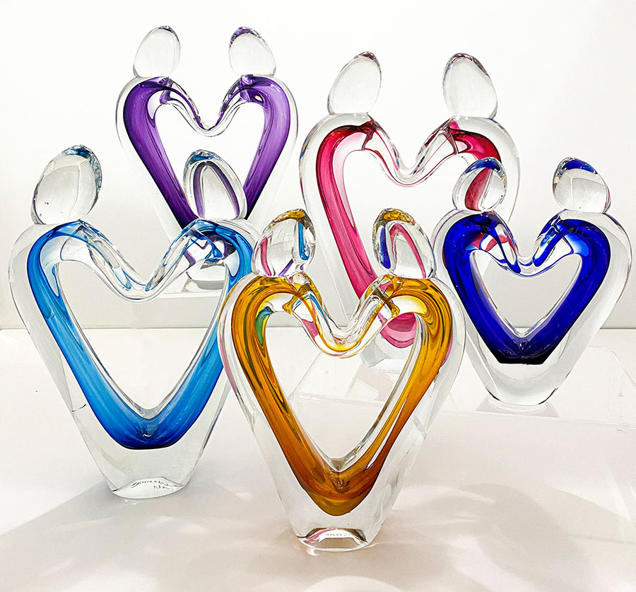 Glass hearts for holiday gifts