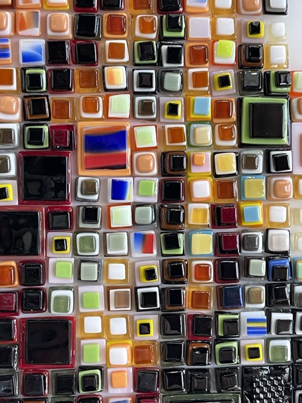 Detail of Someone Who Cares by Isabelle Schltjens. Small layered glass squares