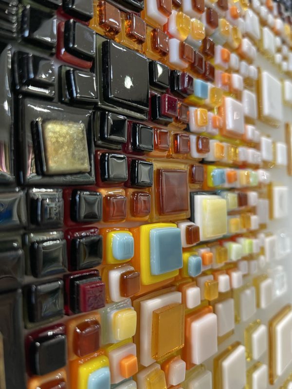 Detail of Someone Who Cares by Isabelle Schltjens. Small layered glass squares