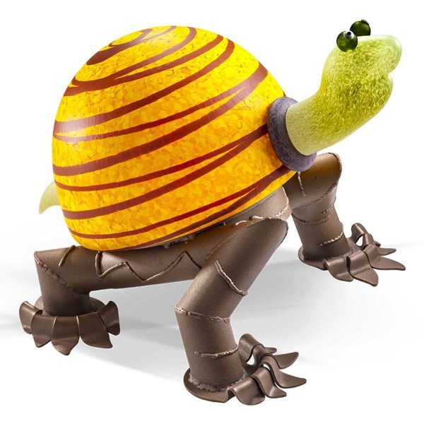 Arnold Turtle Outdoor light in yellow. glass light sculpture with metal feet