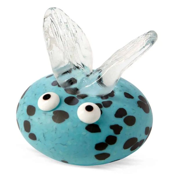 Blue Bugzee Glass Sculpture by Borowski Glass Studio At Art Leader Gallery. Small glass bug paperweight in blue