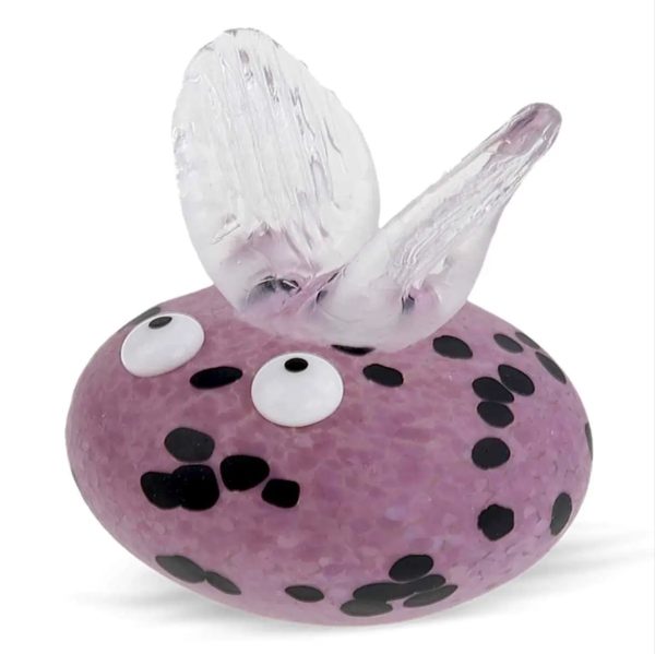 Purple Bugzee Glass Sculpture by Borowski Glass Studio At Art Leader Gallery. Small glass bug paperweight in blue