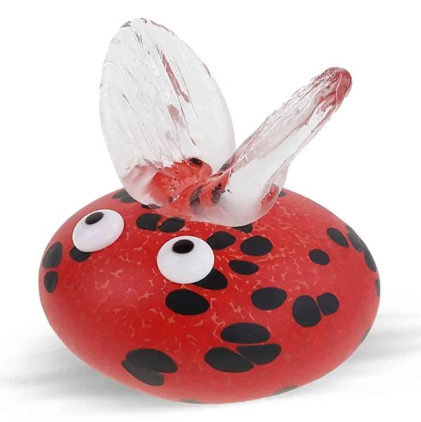 Red Bugzee Glass Sculpture by Borowski Glass Studio At Art Leader Gallery. Small glass bug paperweight in blue