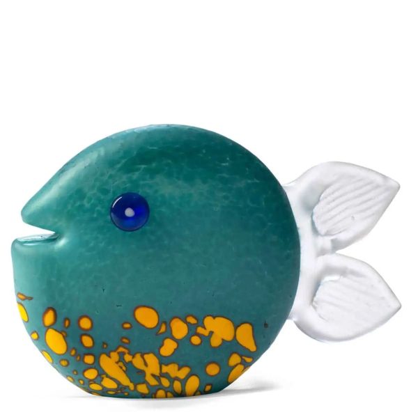 Sparx borowski glass paperweight fish in teal