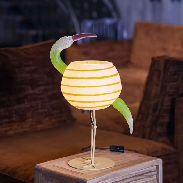 Ibis bird table lamp glass art. Borowski Glass Studio