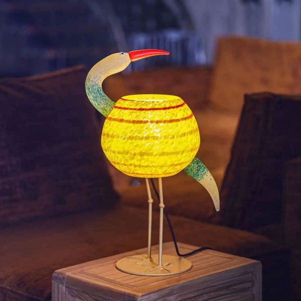 Ibis bird table lamp glass art. Borowski Glass Studio