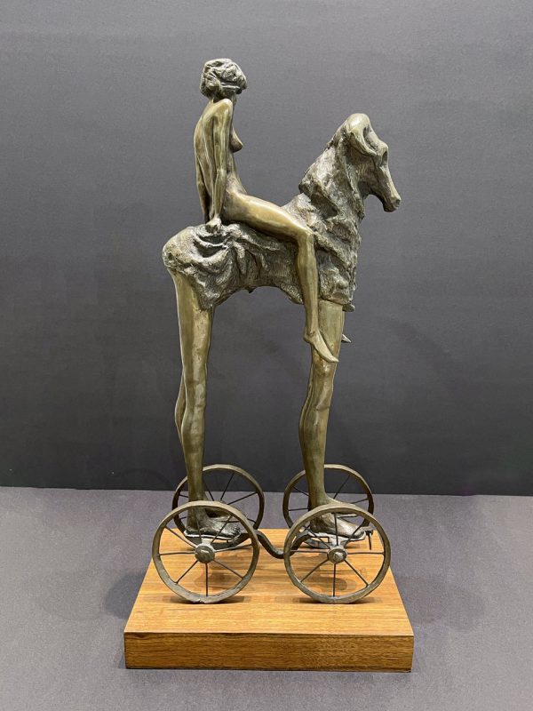 Pull Toy William Tye (1939-2021) This Surrealist bronze sculpture is perfect for a Mid-Century Modern space or fans of Salvador Dalí.