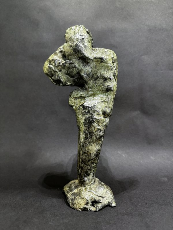 Loving Embrace by Hanna Stiebel at Art Leaders Gallery. bronze abstract sculpture of two people hugging.