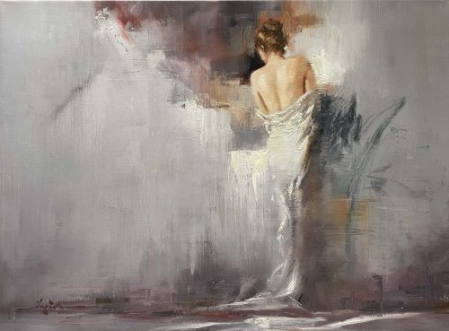 Whisper by Yosiah Lin at Art Leaders Gallery. female figure painting on gallery wrapped canvas.