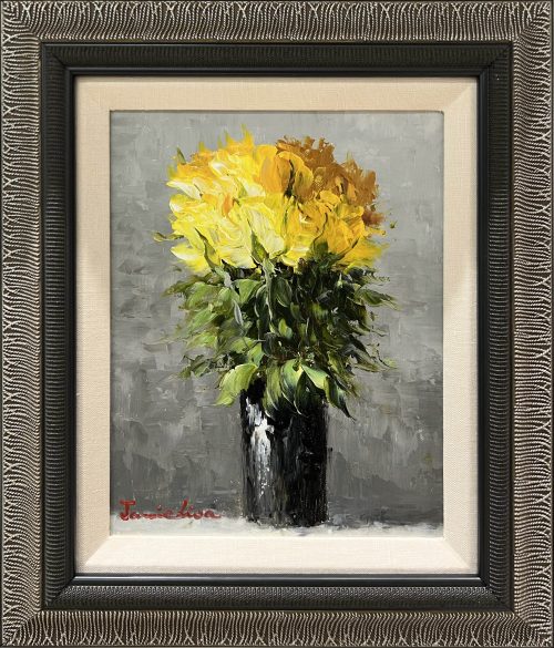 Sunshine of My Life by Jamie Lisa at Art Leaders Gallery. Small yellow flower bouquet framed in a silver frame.