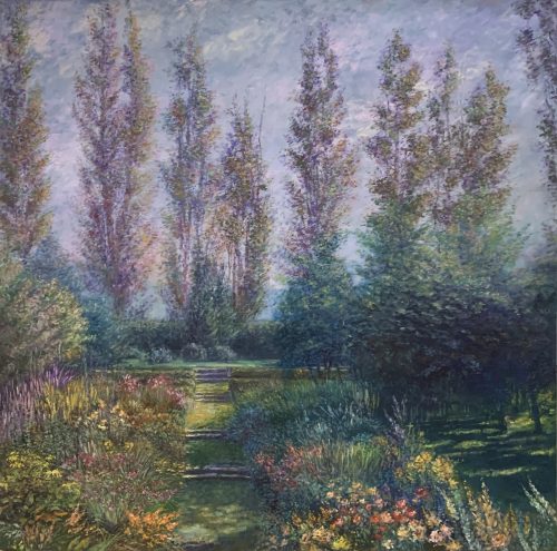 Garden Steps by Longo at Art Leaders Gallery. A Purple scene of a european garden path