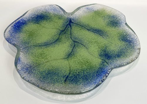 green and blue painted glass lily pad
